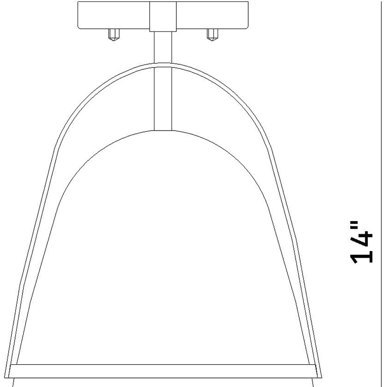 Rue 1 Light 9.5 inch Black Semi-Flush Mount Ceiling Light